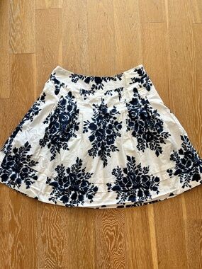 Talbots White Skirt with Navy Floral Print